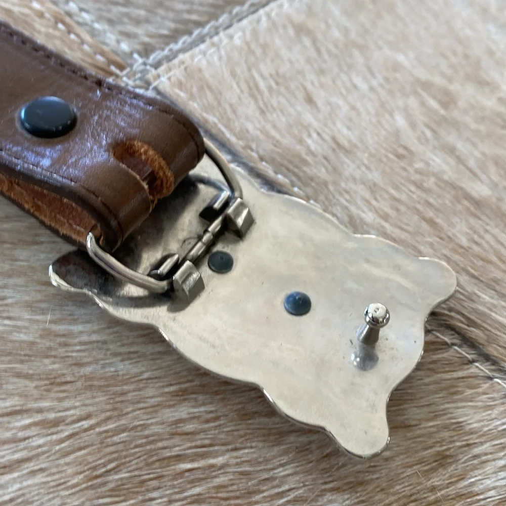 Nocona Boys Western Horse Buckle Embossed Leather Belt. Made in Texas. Size 26